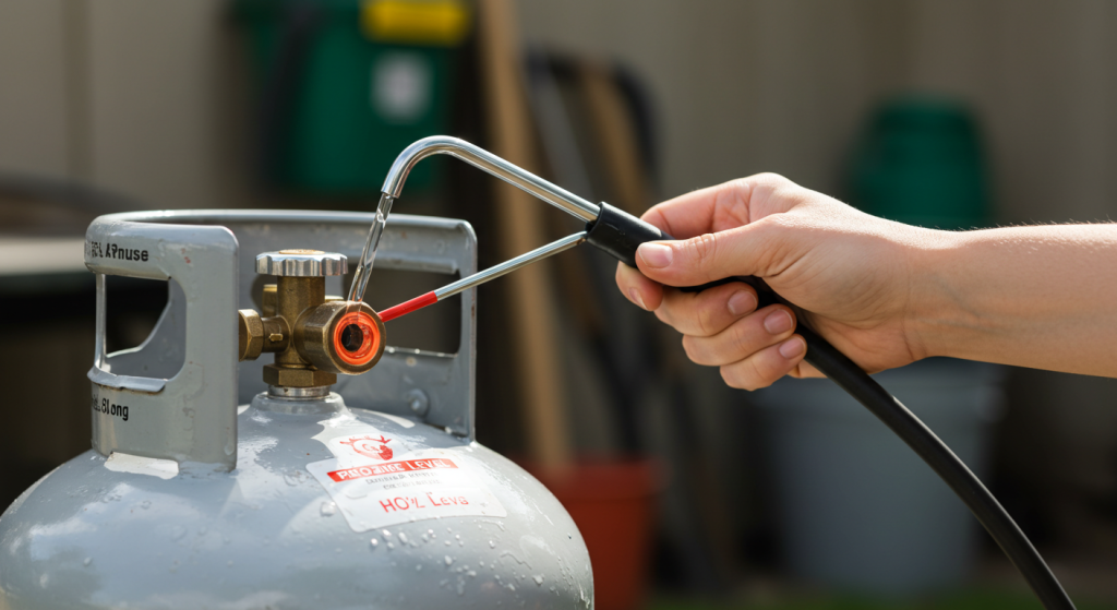 Check Propane Level with Hot Water